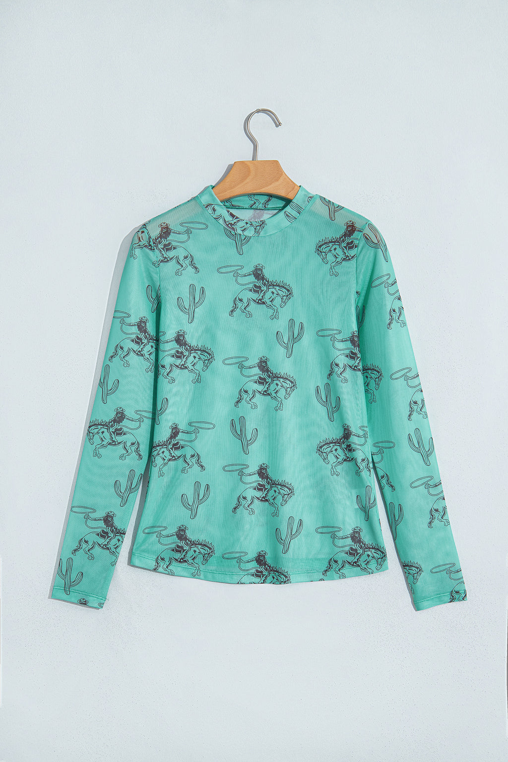 Top Azul Aruba de Tul con Estampado Western | Detallia