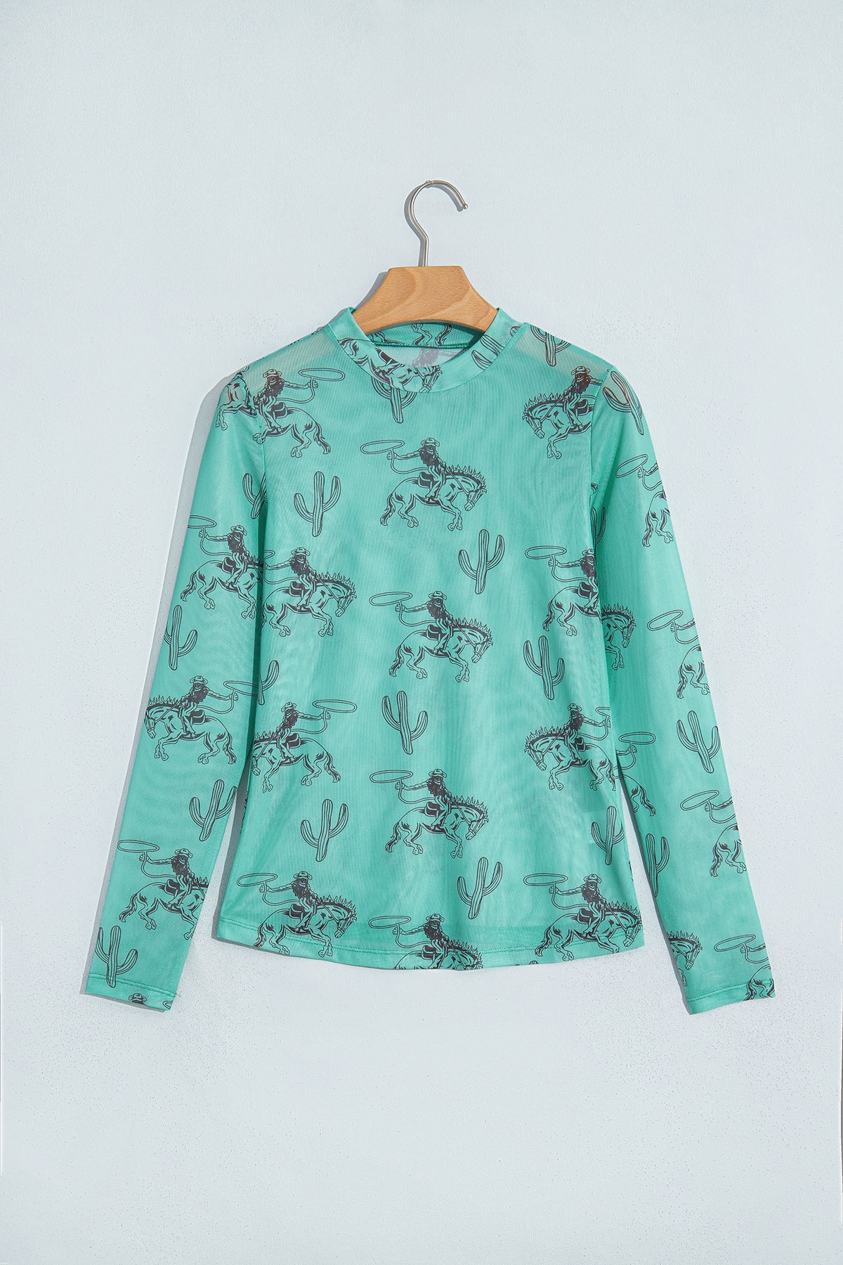 Top Azul Aruba de Tul con Estampado Western | Detallia