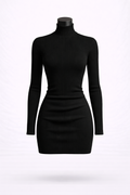 Vestido Marilù de Punto Acanalado con Cuello Alto | Detallia