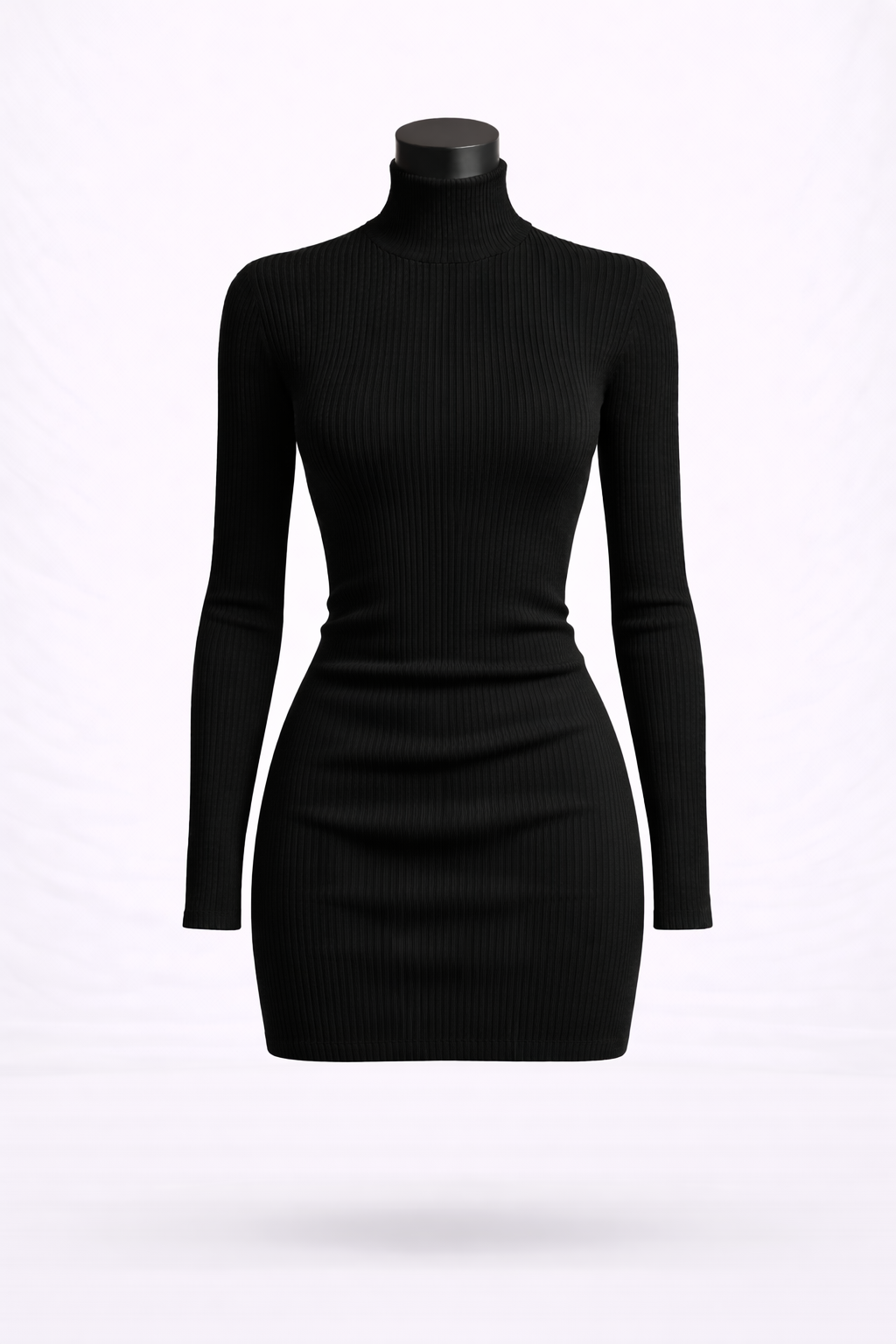 Vestido Marilù de Punto Acanalado con Cuello Alto | Detallia