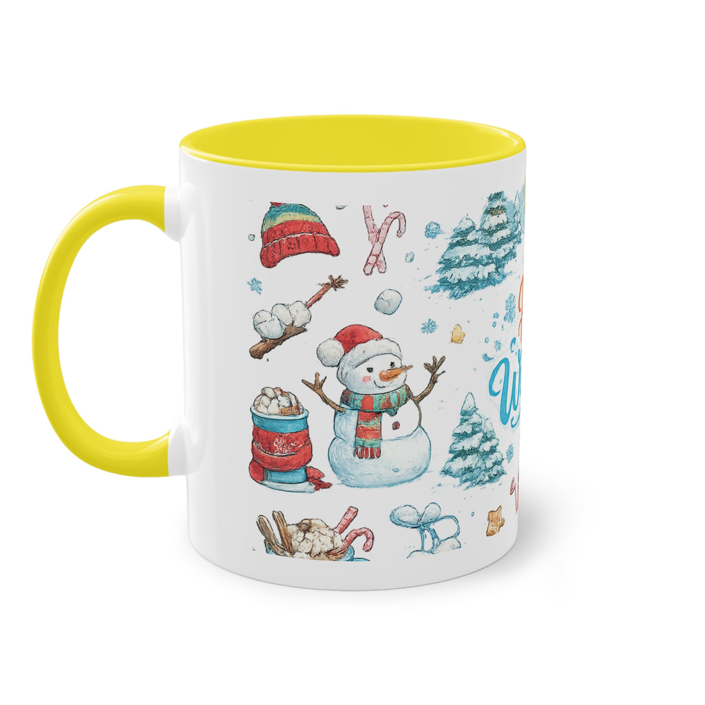 Taza Bicolor "Hello Winter" | Diseño Invernal Acuarela | Detallia