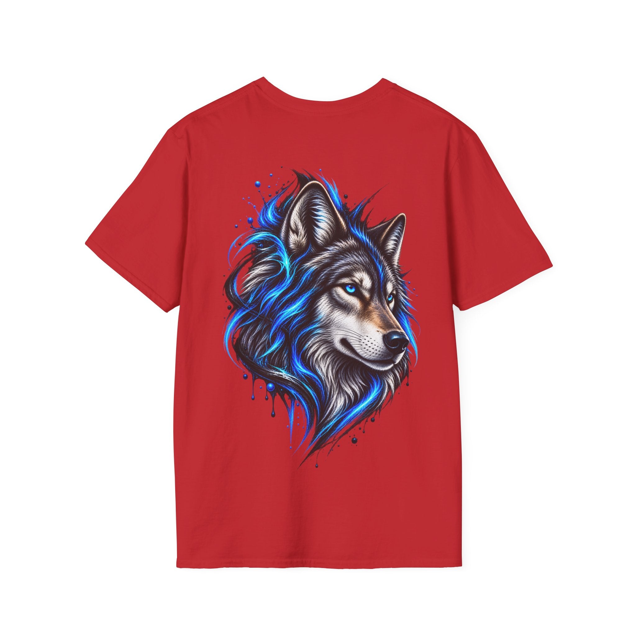 Camiseta Lobo Azul Místico - vista frontal del estampado