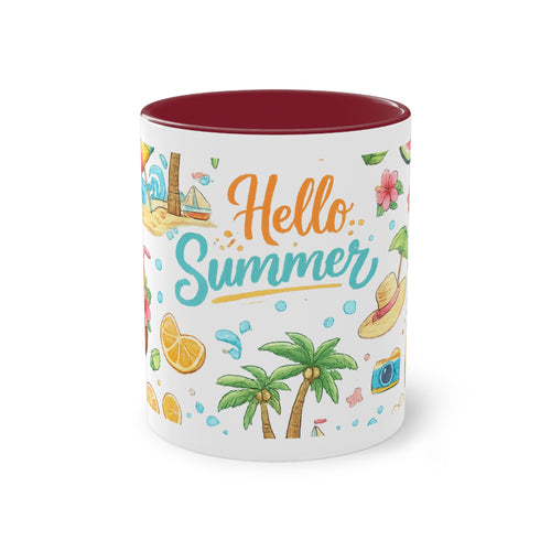 Taza Bicolor "Hello Summer" - detalle del asa y acabado de cerámica