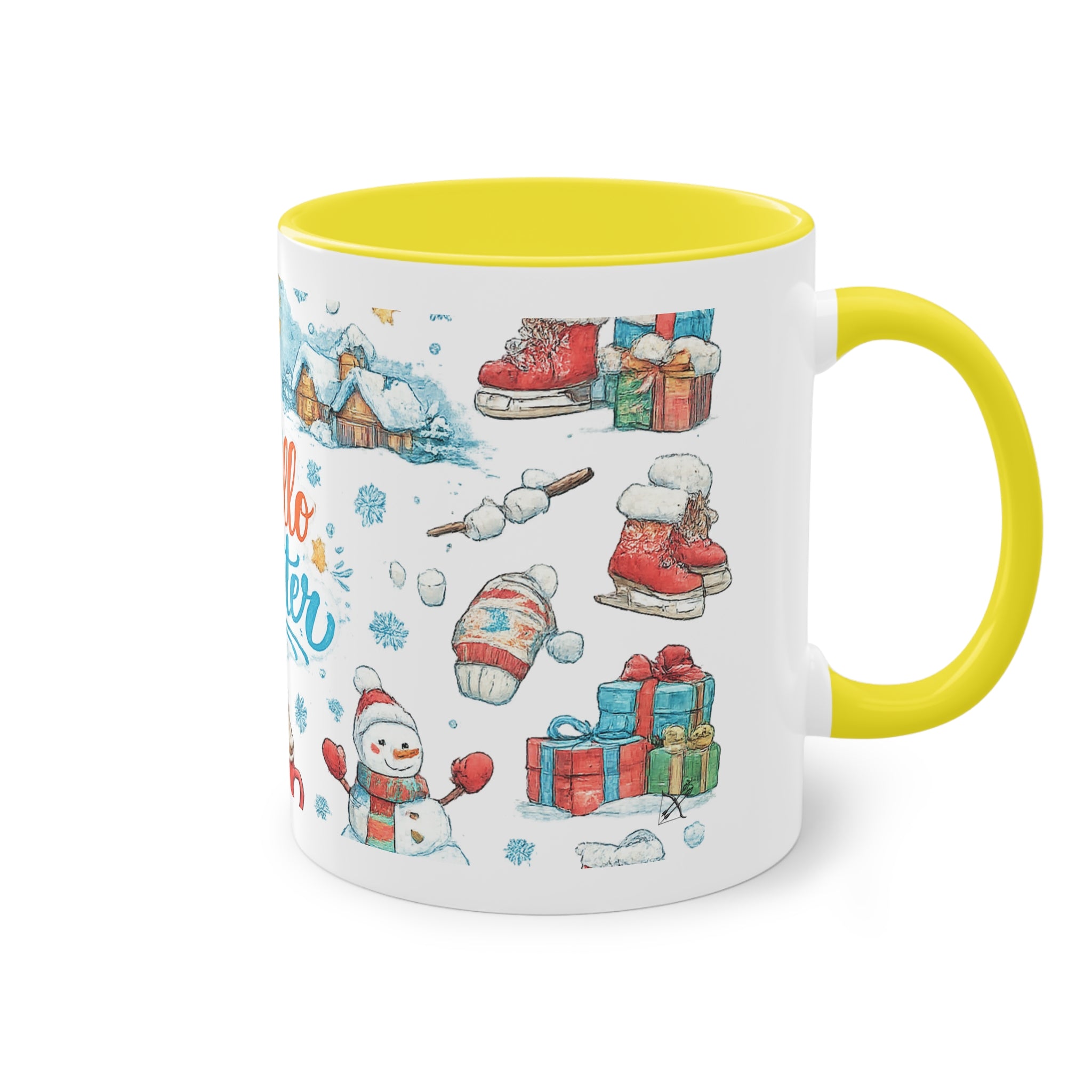 Taza Bicolor "Hello Winter" | Diseño Invernal Acuarela | Detallia