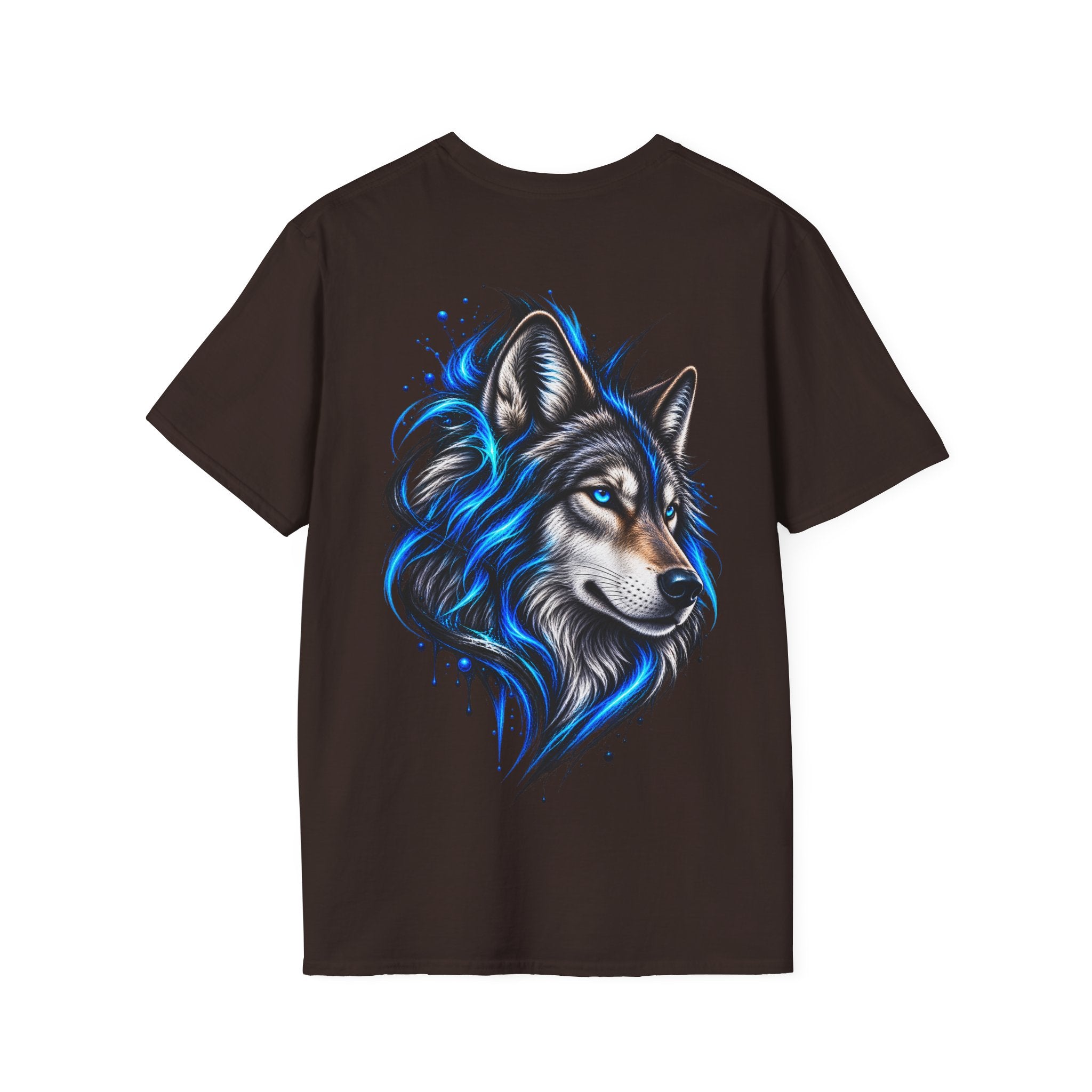 Camiseta Lobo Azul Místico - detalle de la calidad del tejido