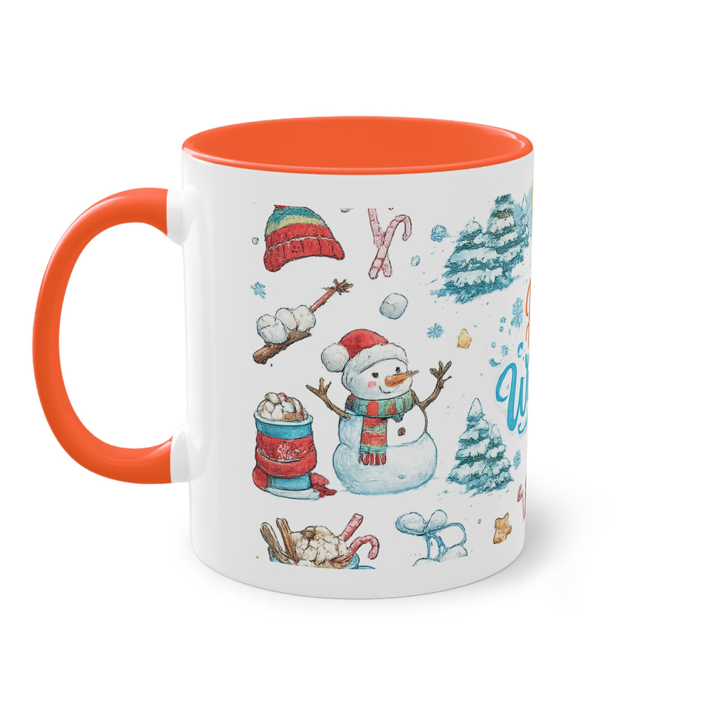 Taza Bicolor "Hello Winter" | Diseño Invernal Acuarela | Detallia