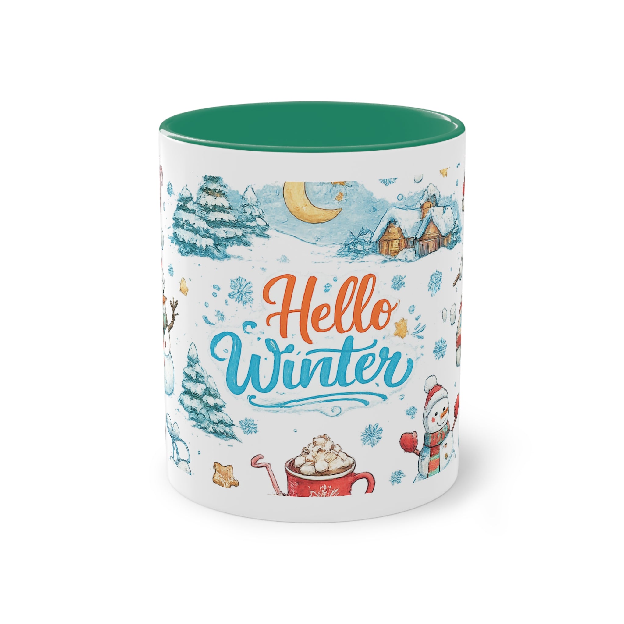 Taza Bicolor "Hello Winter" | Diseño Invernal Acuarela | Detallia