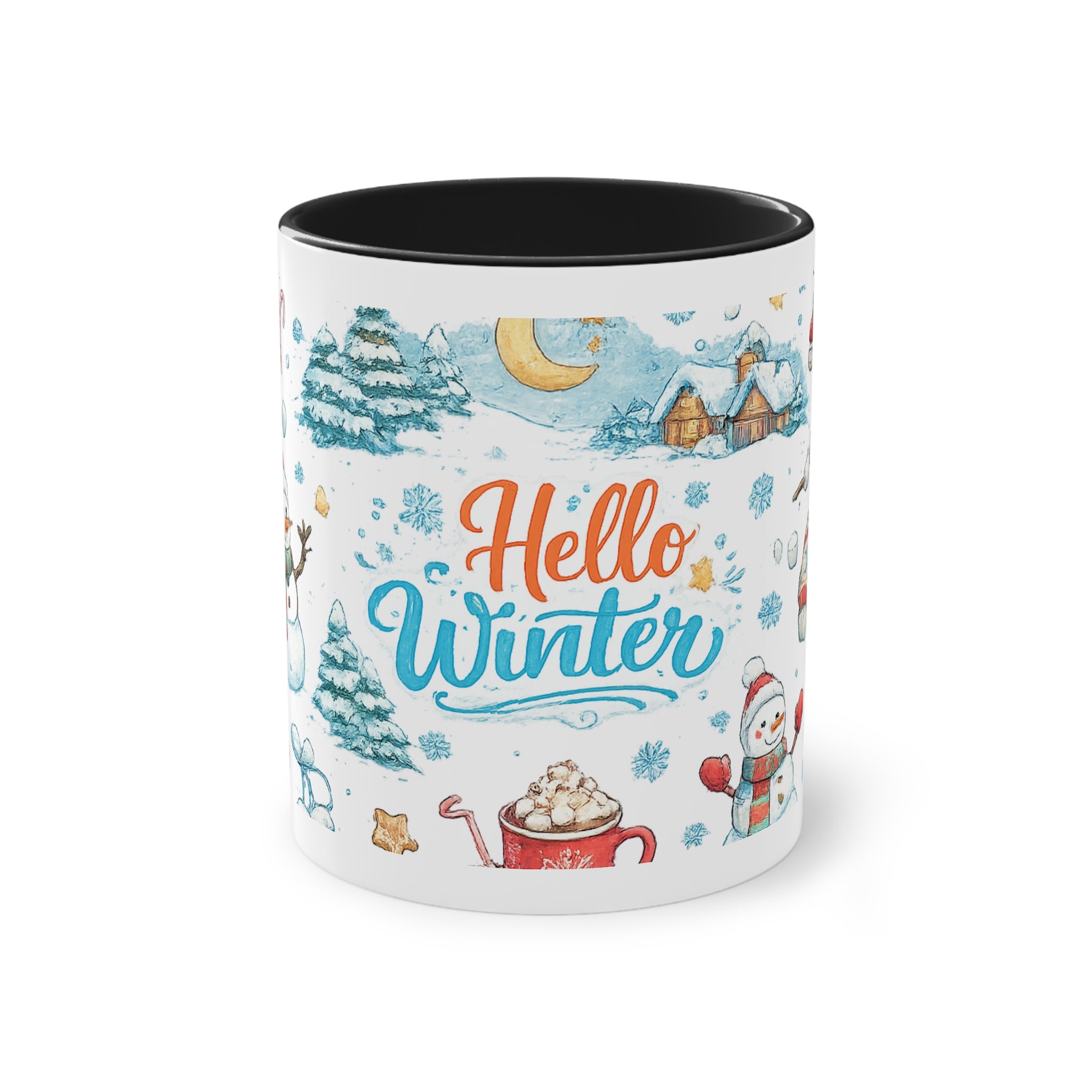 Taza Bicolor "Hello Winter" | Diseño Invernal Acuarela | Detallia