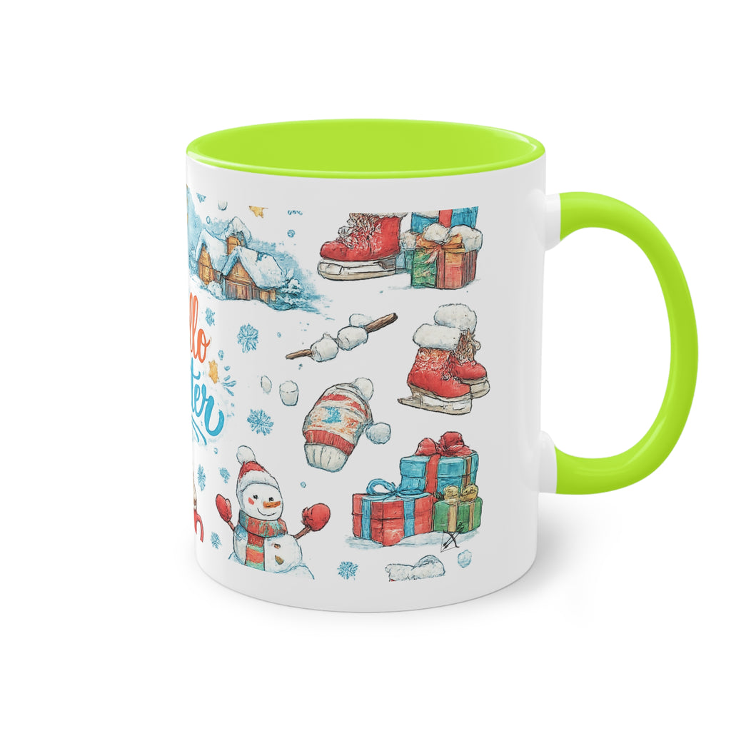 Taza Bicolor "Hello Winter" | Diseño Invernal Acuarela | Detallia