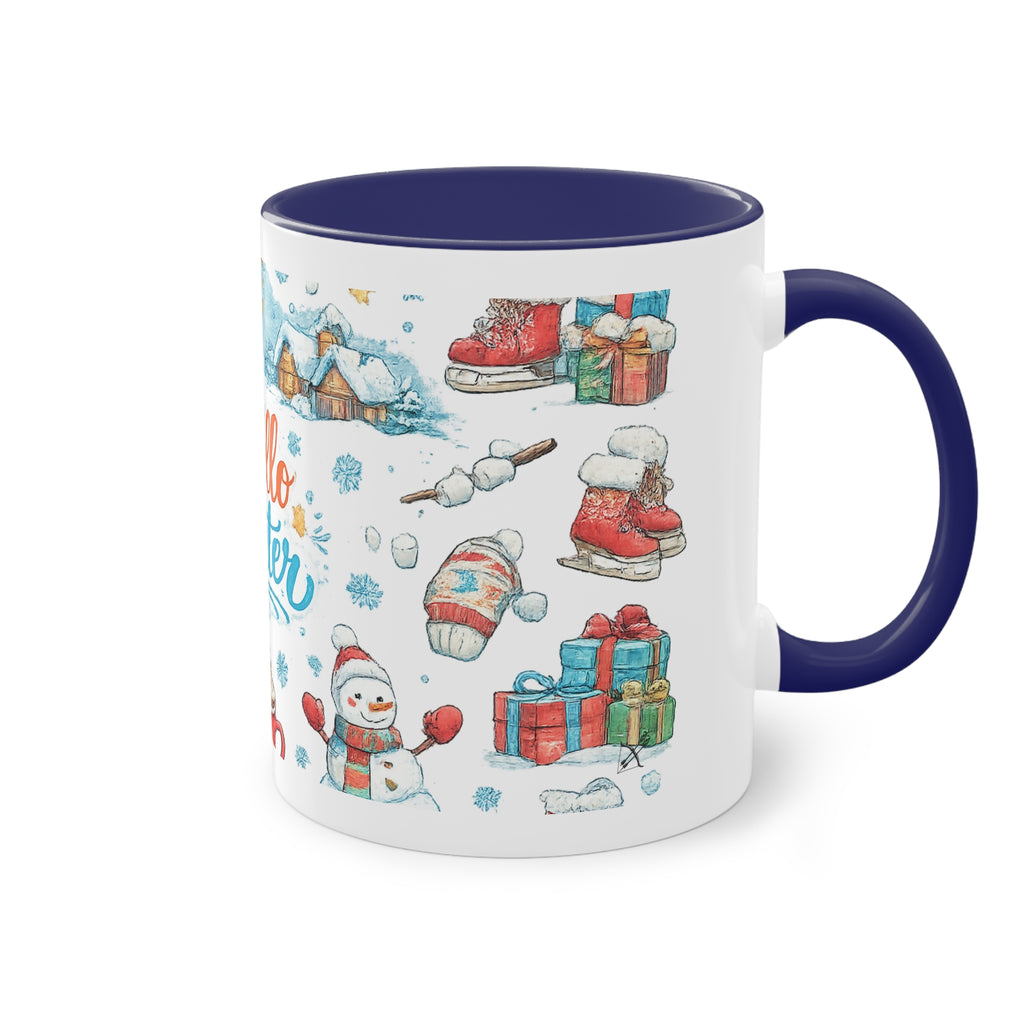Taza Bicolor "Hello Winter" | Diseño Invernal Acuarela | Detallia
