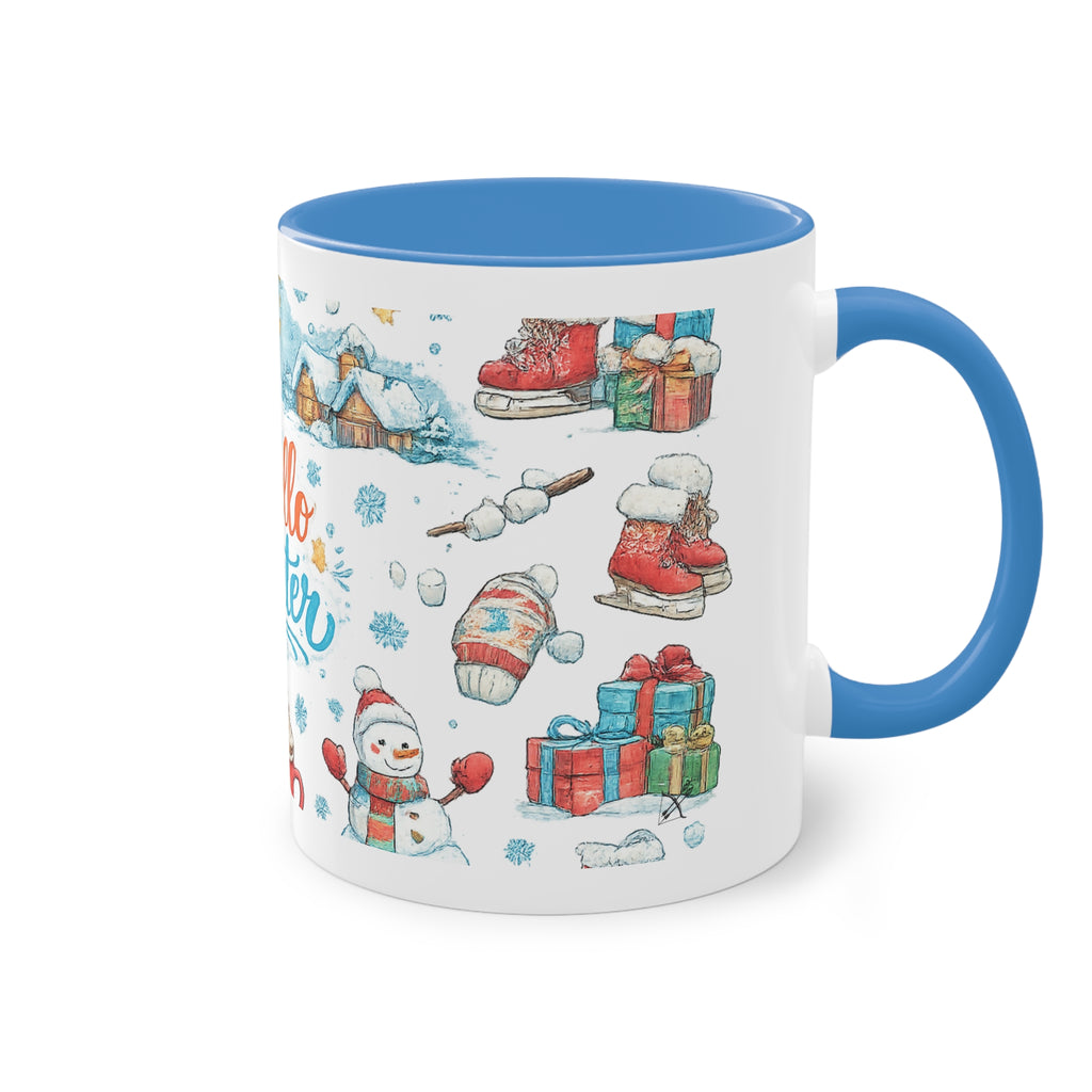 Taza Bicolor "Hello Winter" | Diseño Invernal Acuarela | Detallia