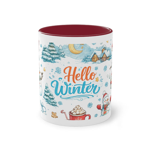 Taza Bicolor "Hello Winter" - detalle del asa y acabado de cerámica