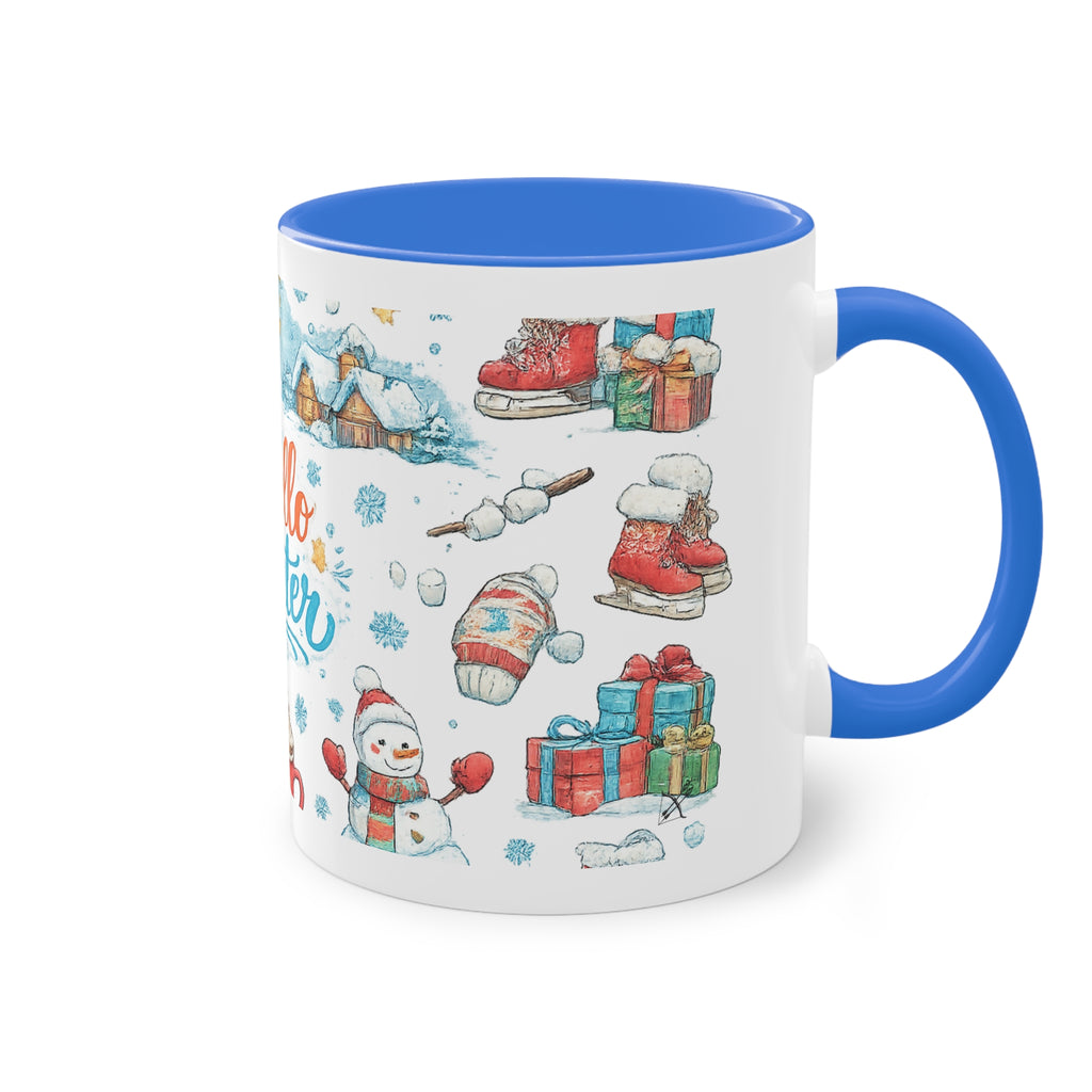 Taza Bicolor "Hello Winter" | Diseño Invernal Acuarela | Detallia