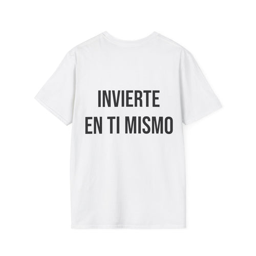 Camiseta "Invierte en Ti Mismo" - vista frontal del estampado