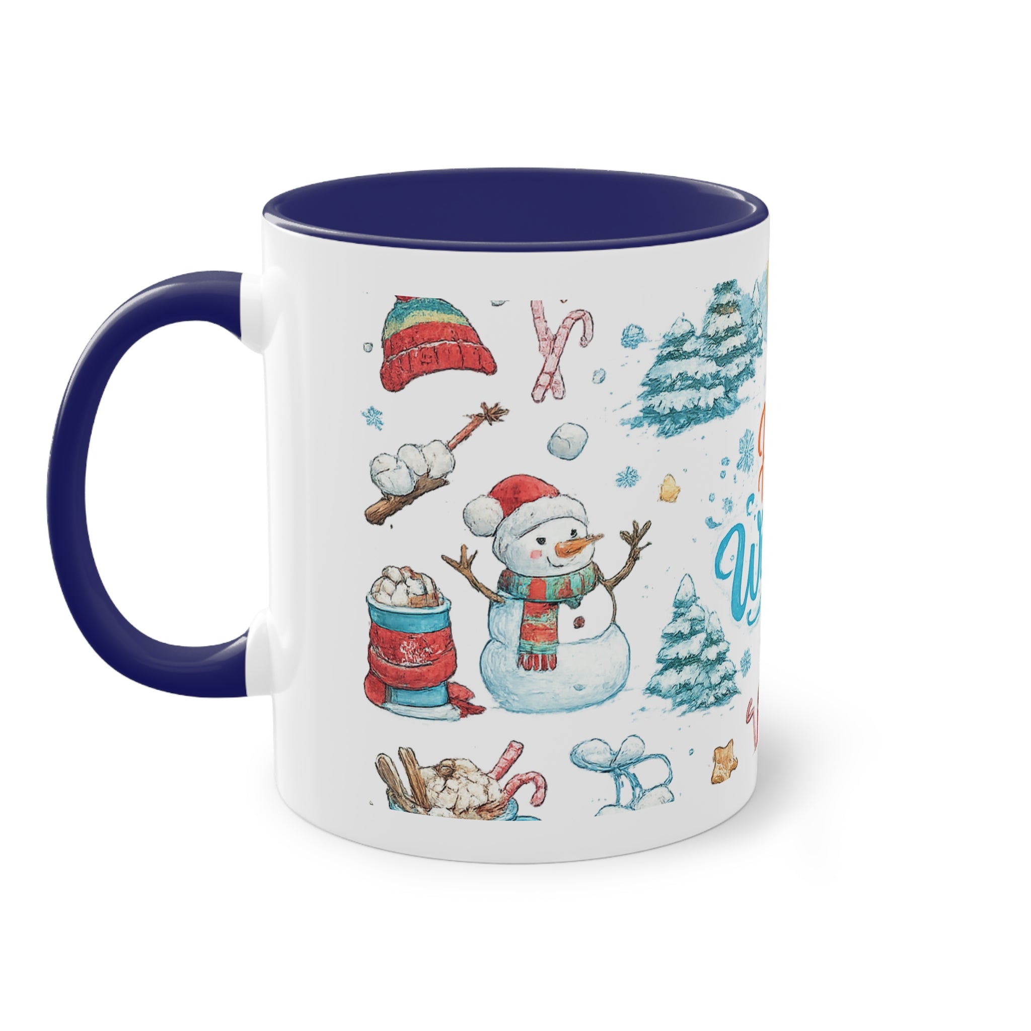 Taza Bicolor "Hello Winter" | Diseño Invernal Acuarela | Detallia