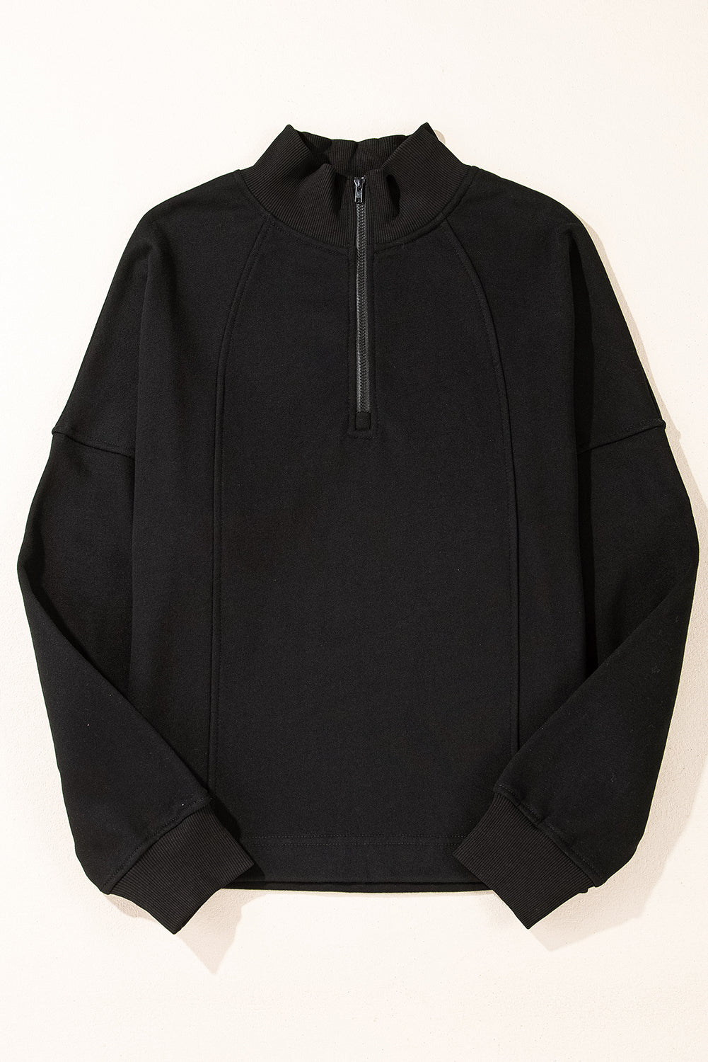 Sudadera Fucsia de Cuello Cremallera y Hombro Caído | Detallia