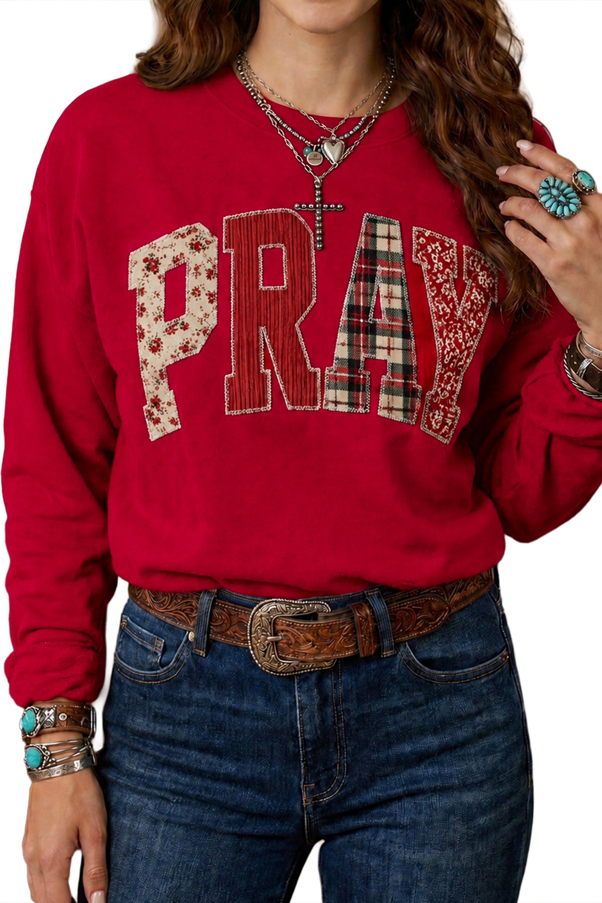 Sudadera Western Café con Parches Bordados | Detallia