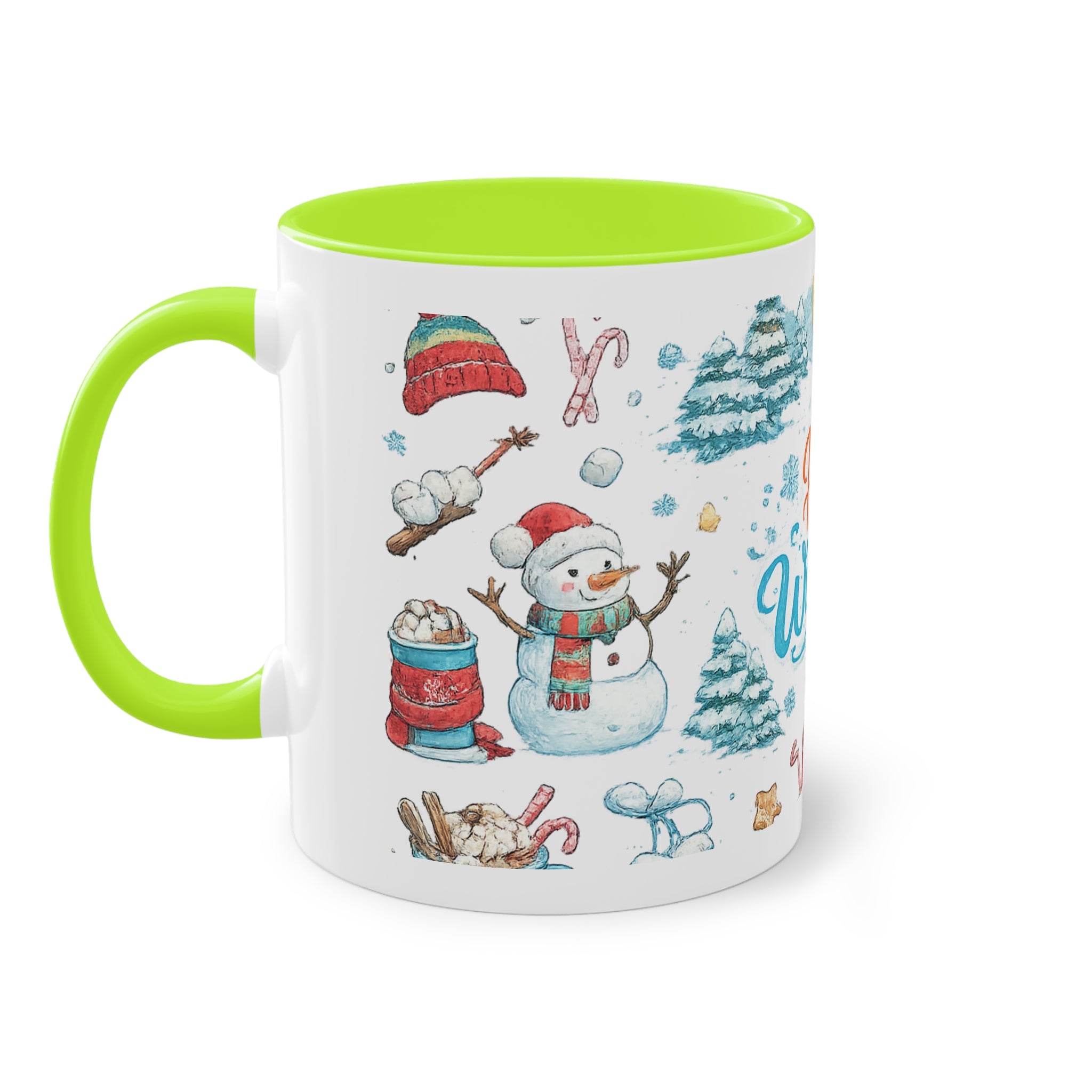 Taza Bicolor "Hello Winter" | Diseño Invernal Acuarela | Detallia
