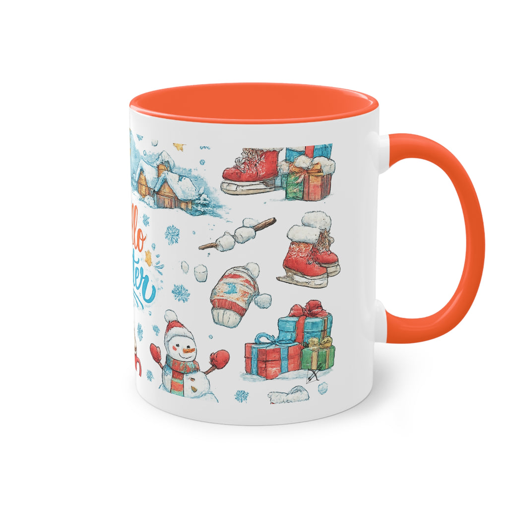 Taza Bicolor "Hello Winter" | Diseño Invernal Acuarela | Detallia