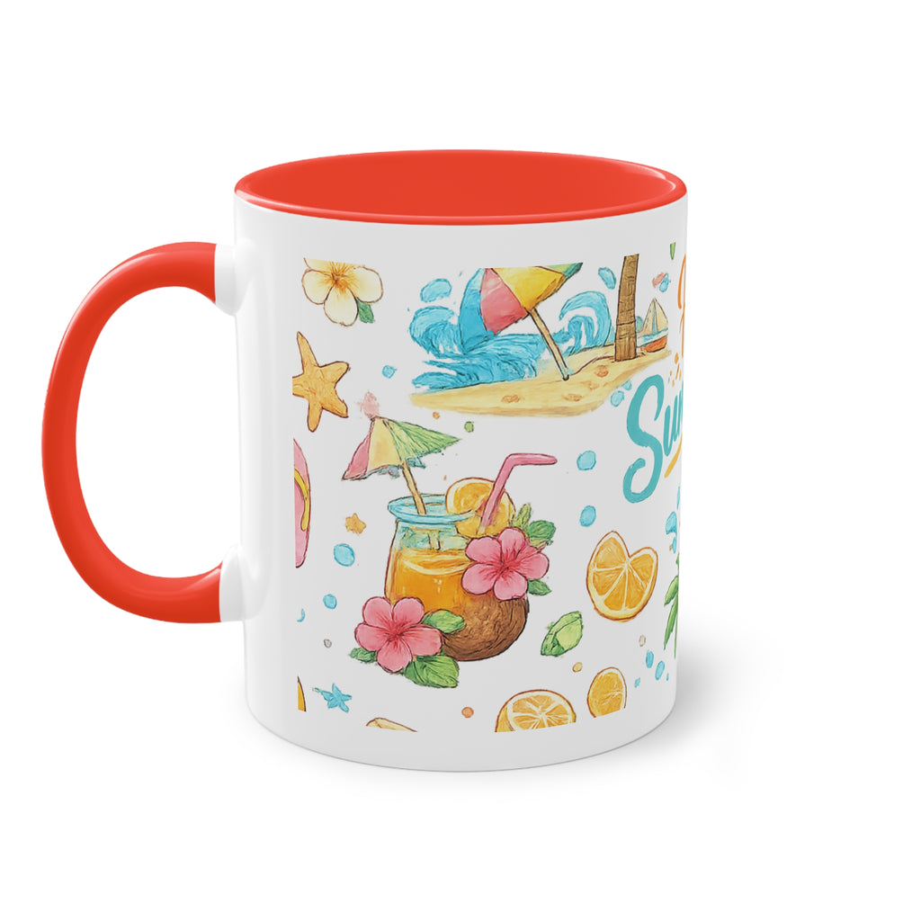 Taza Bicolor "Hello Summer" | Diseño Tropical Veraniego | Detallia