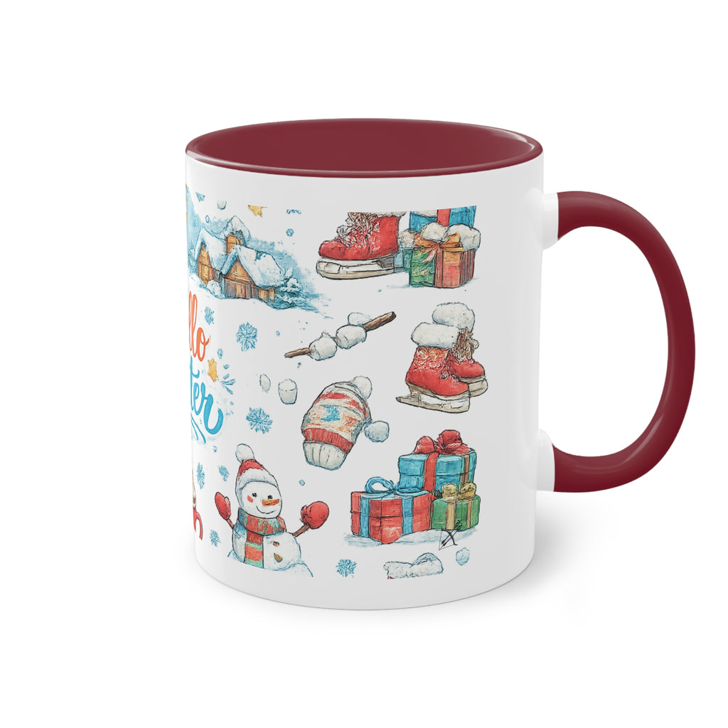 Taza Bicolor "Hello Winter" | Diseño Invernal Acuarela | Detallia