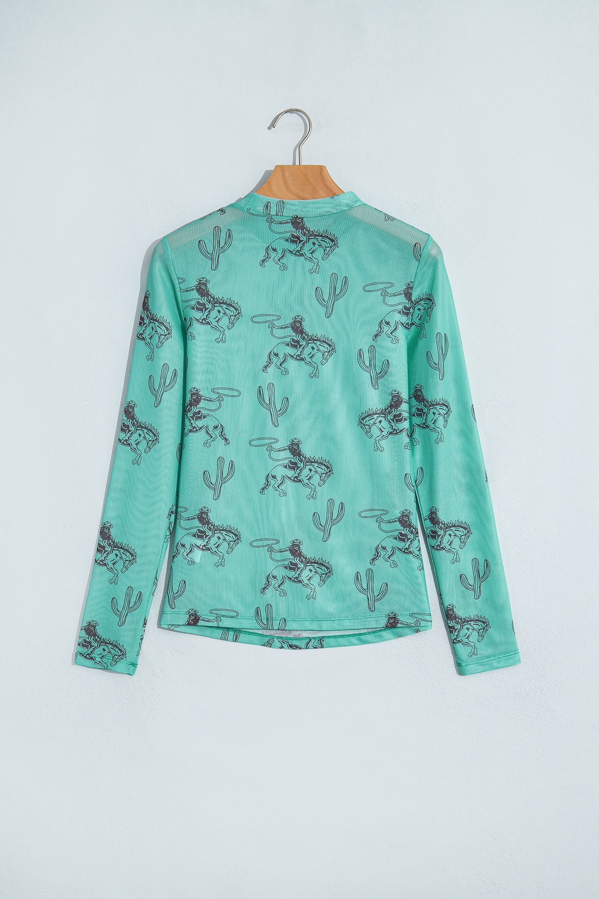 Top Azul Aruba de Tul con Estampado Western | Detallia