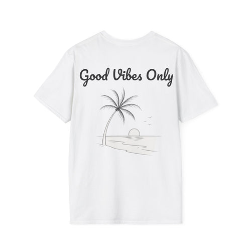 Camiseta Minimalista "Good Vibes Only" - vista frontal del estampado