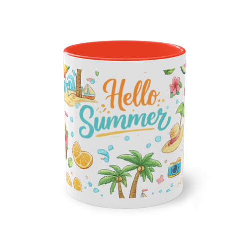 Taza Bicolor "Hello Summer" - vista frontal con el diseño
