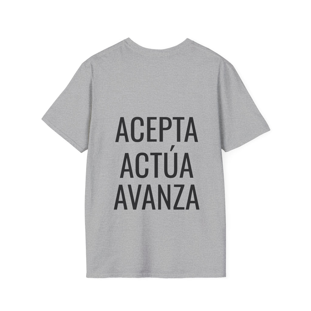 Camiseta "Acepta, Actúa, Avanza" | Detallia