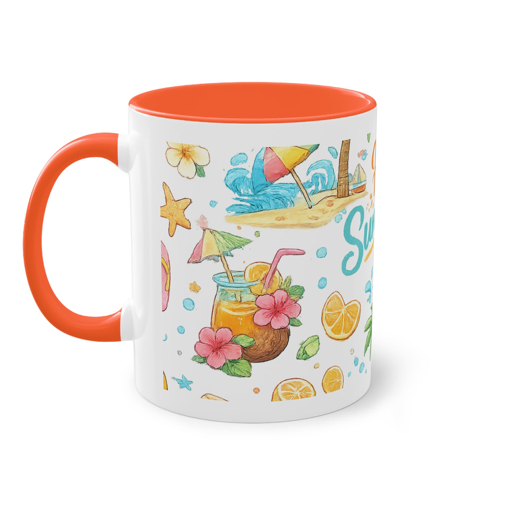 Taza Bicolor "Hello Summer" | Diseño Tropical Veraniego | Detallia