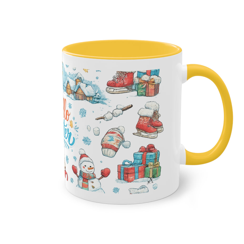 Taza Bicolor "Hello Winter" | Diseño Invernal Acuarela | Detallia