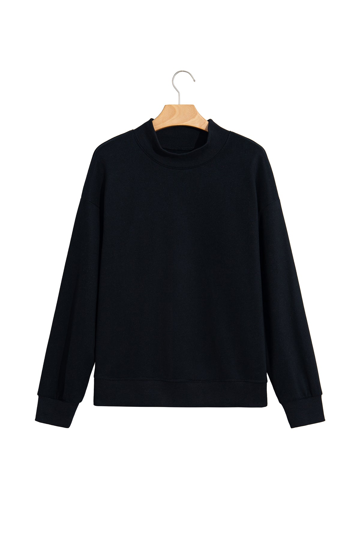 Sudadera Negra Oversize de Cuello Alto | Detallia