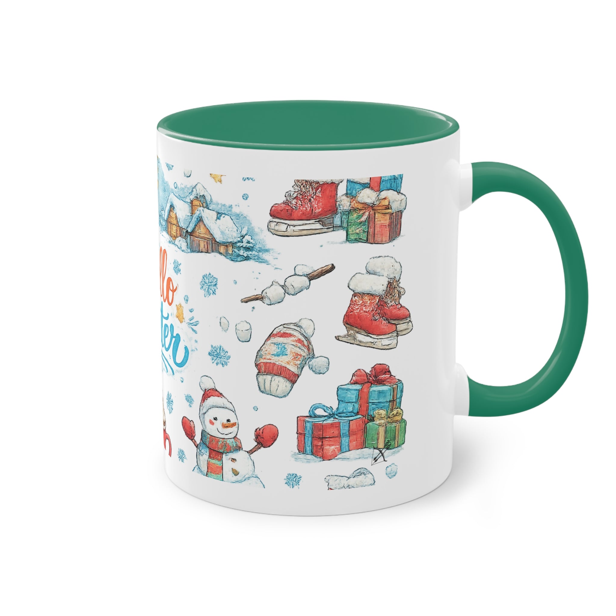 Taza Bicolor "Hello Winter" | Diseño Invernal Acuarela | Detallia