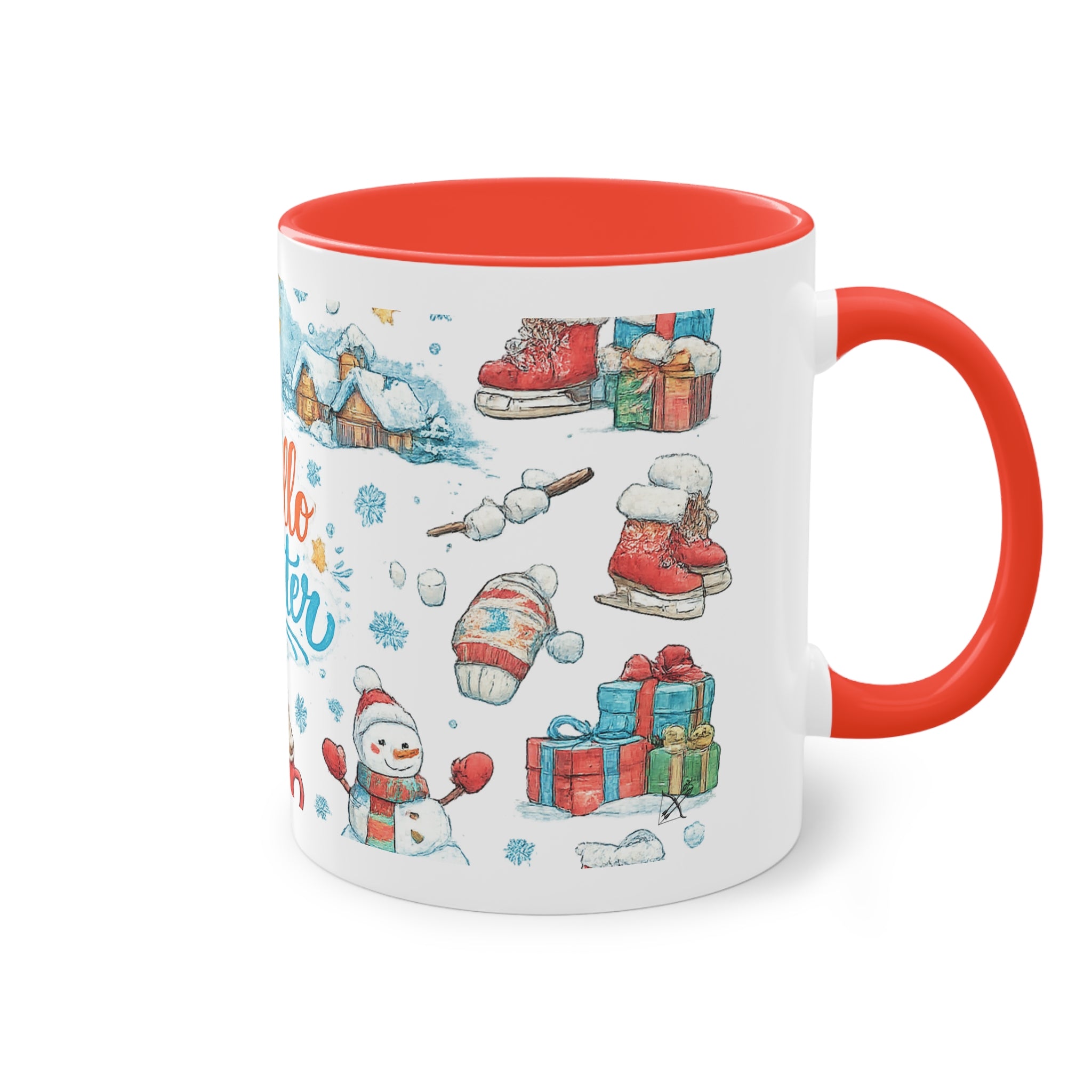Taza Bicolor "Hello Winter" | Diseño Invernal Acuarela | Detallia