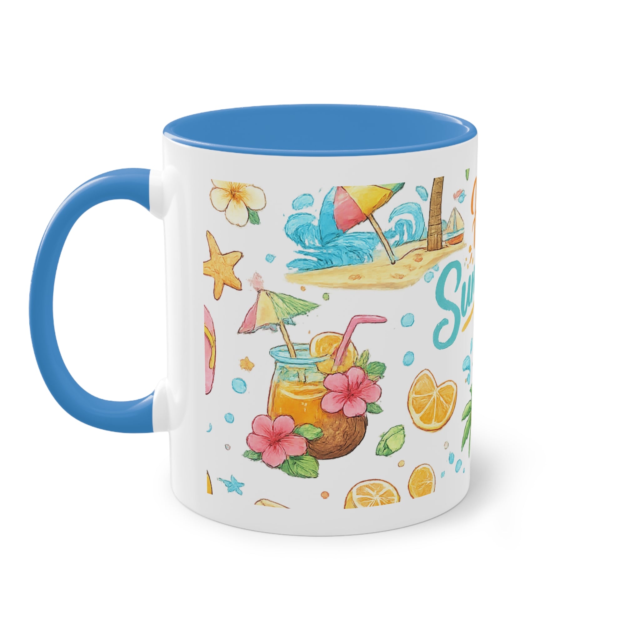 Taza Bicolor "Hello Summer" | Diseño Tropical Veraniego | Detallia