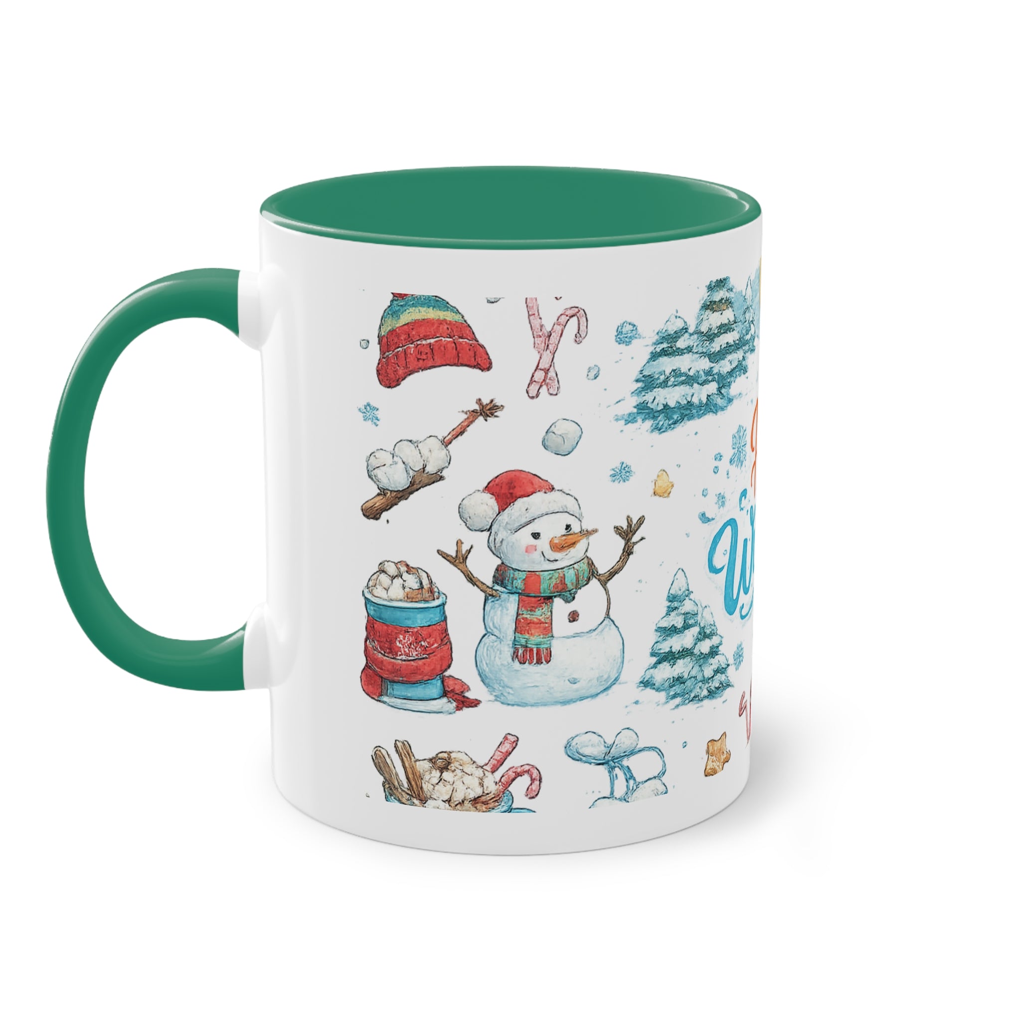 Taza Bicolor "Hello Winter" | Diseño Invernal Acuarela | Detallia