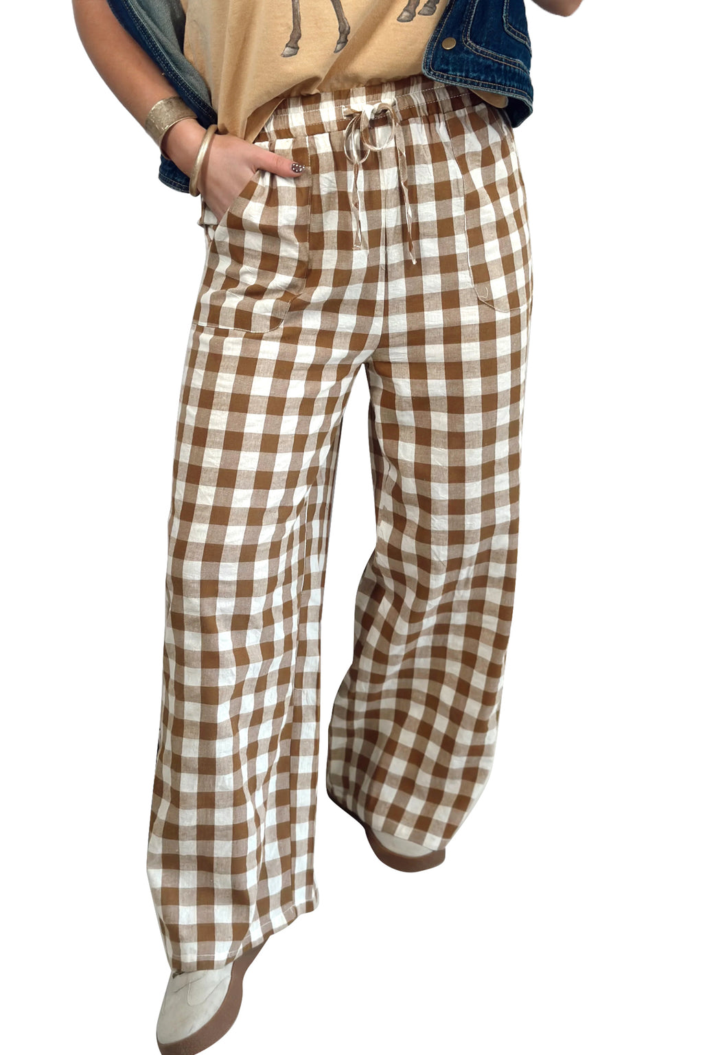 Pantalón de Cuadros Vichy con Cintura Elástica | Detallia