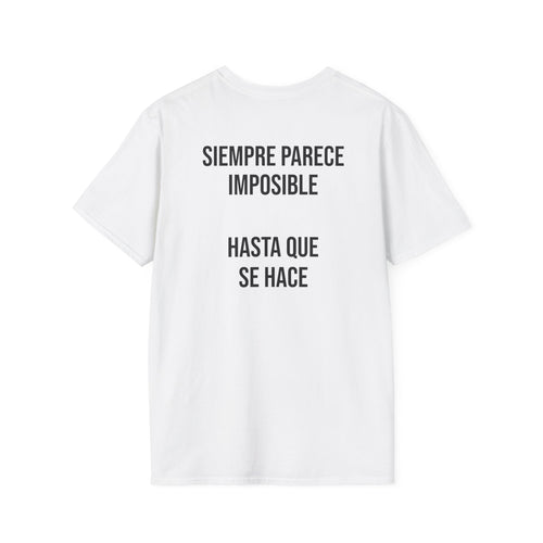 Camiseta "Siempre Parece Imposible" - vista frontal del estampado