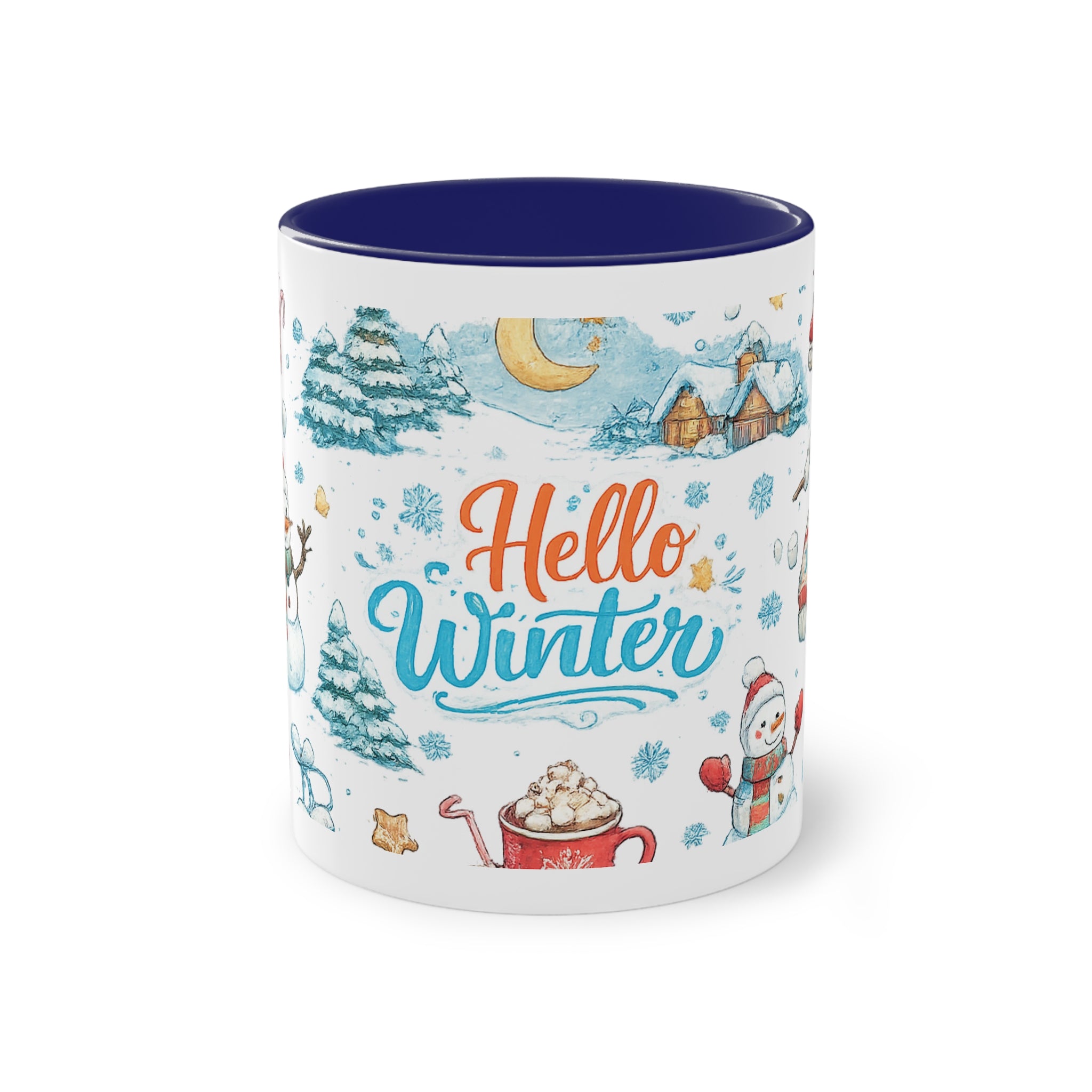 Taza Bicolor "Hello Winter" | Diseño Invernal Acuarela | Detallia