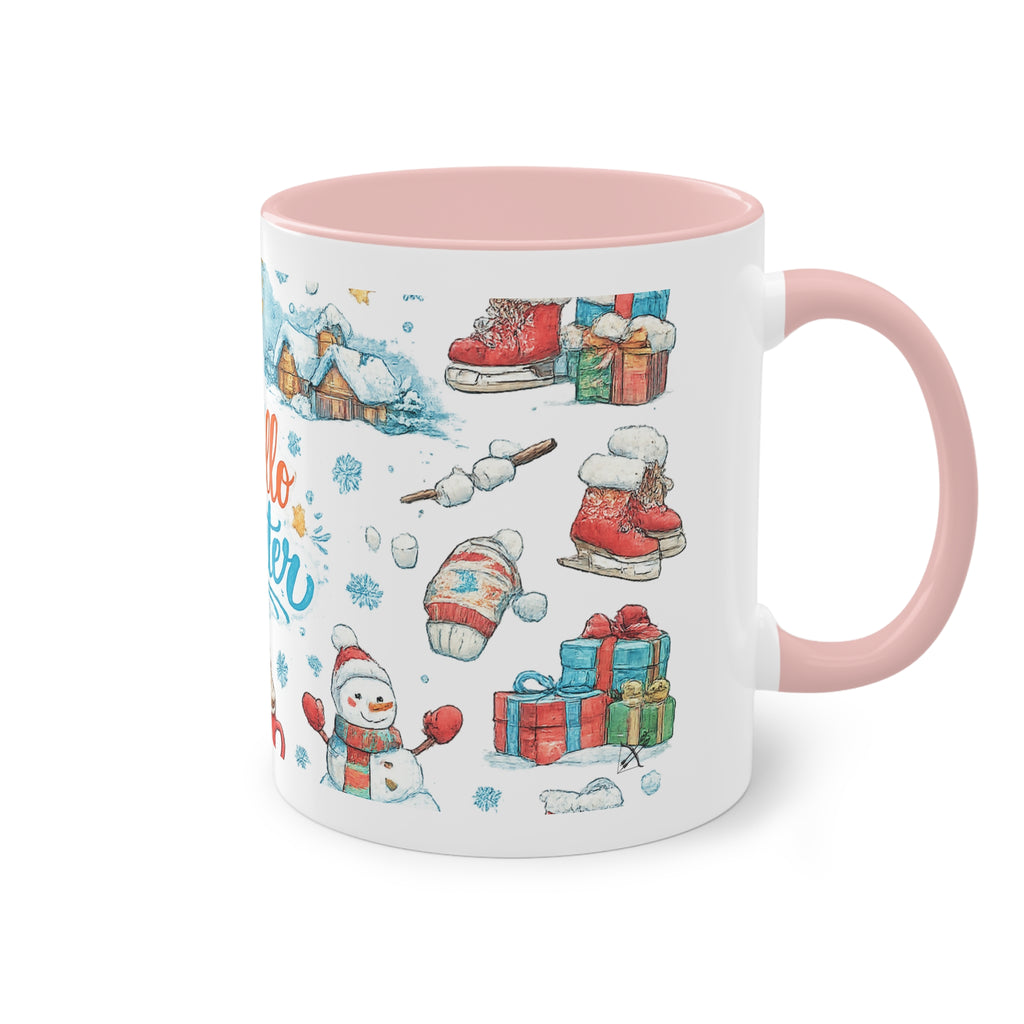 Taza Bicolor "Hello Winter" | Diseño Invernal Acuarela | Detallia