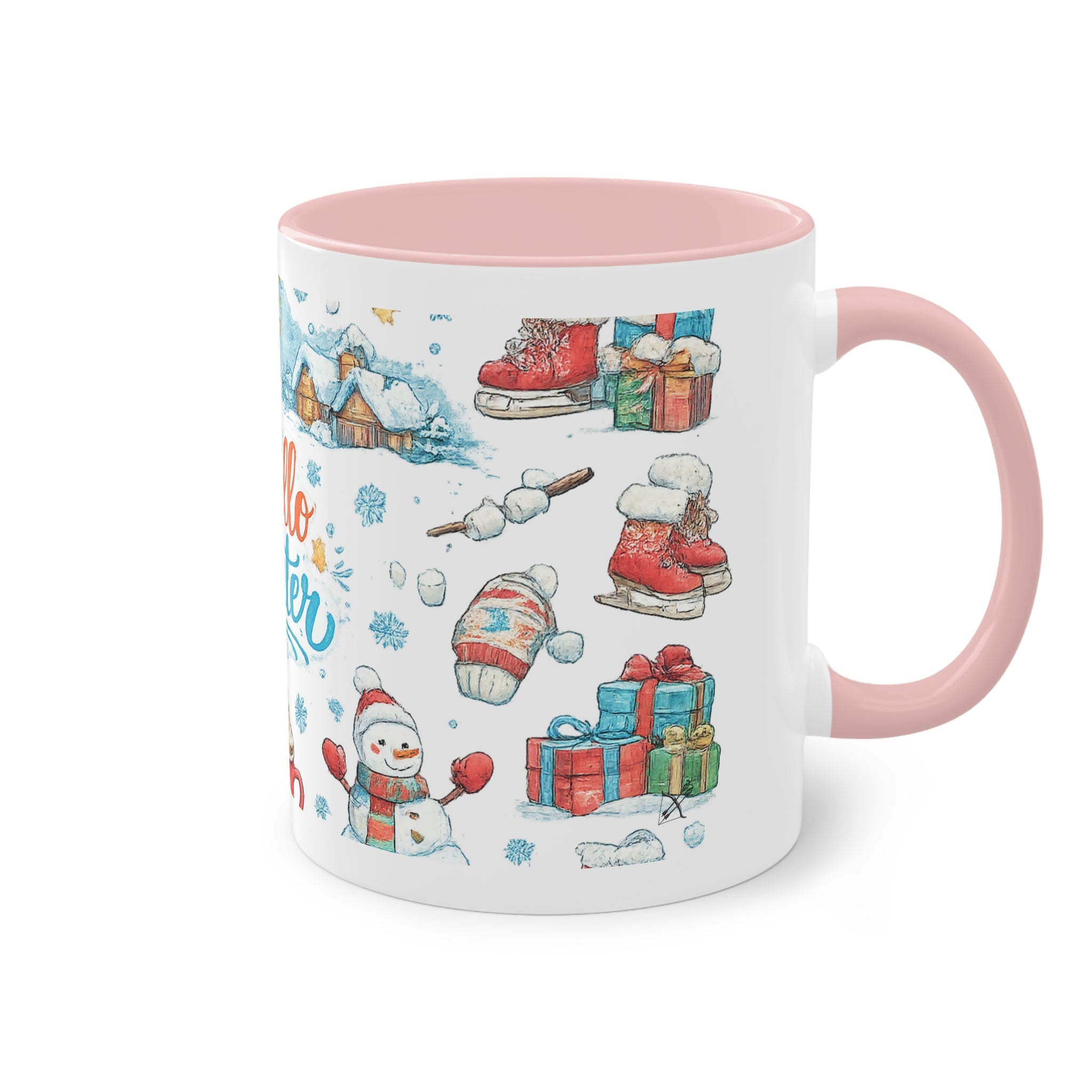 Taza Bicolor "Hello Winter" | Diseño Invernal Acuarela | Detallia