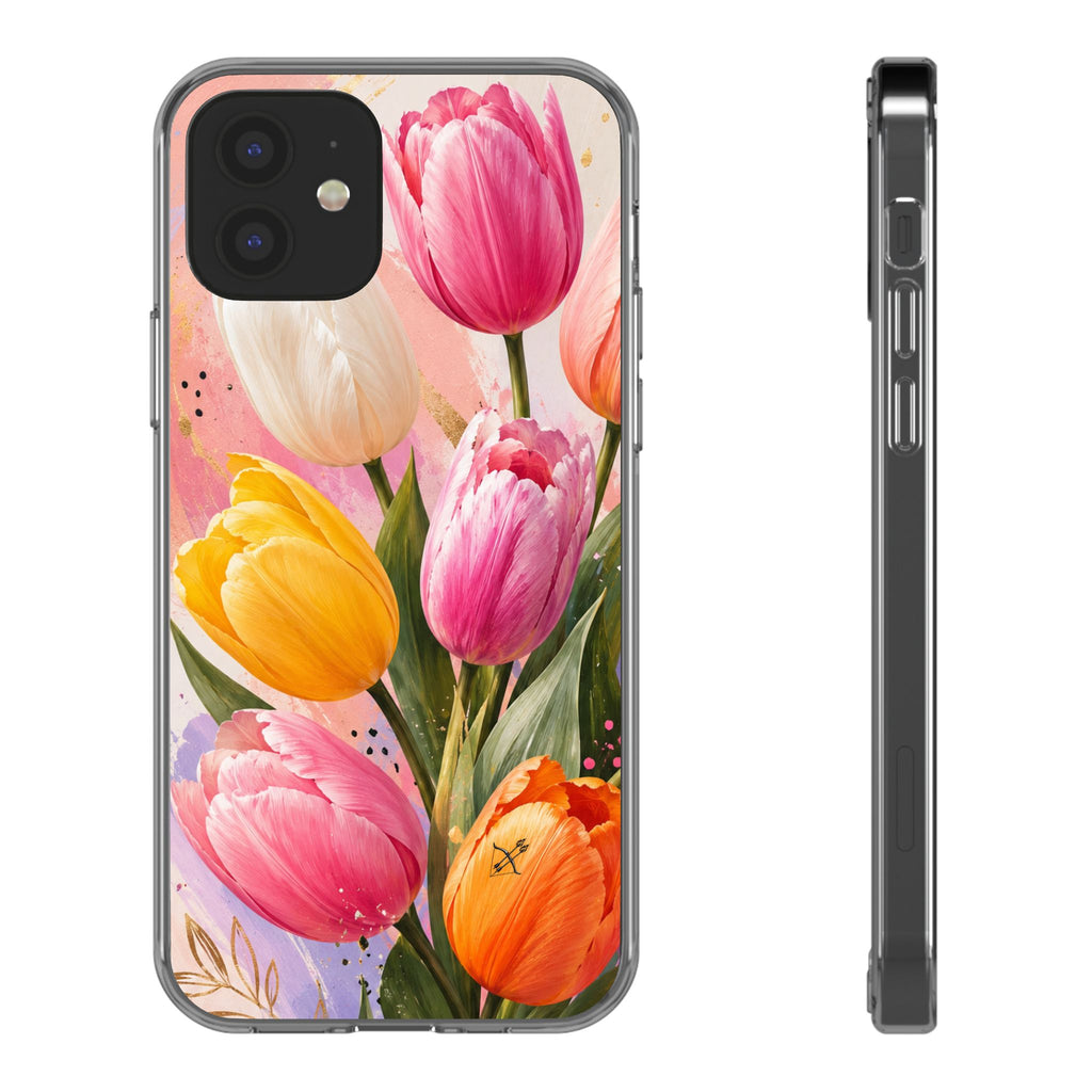 Clear Phone Case — Colorful Tulip Bouquet Floral Design