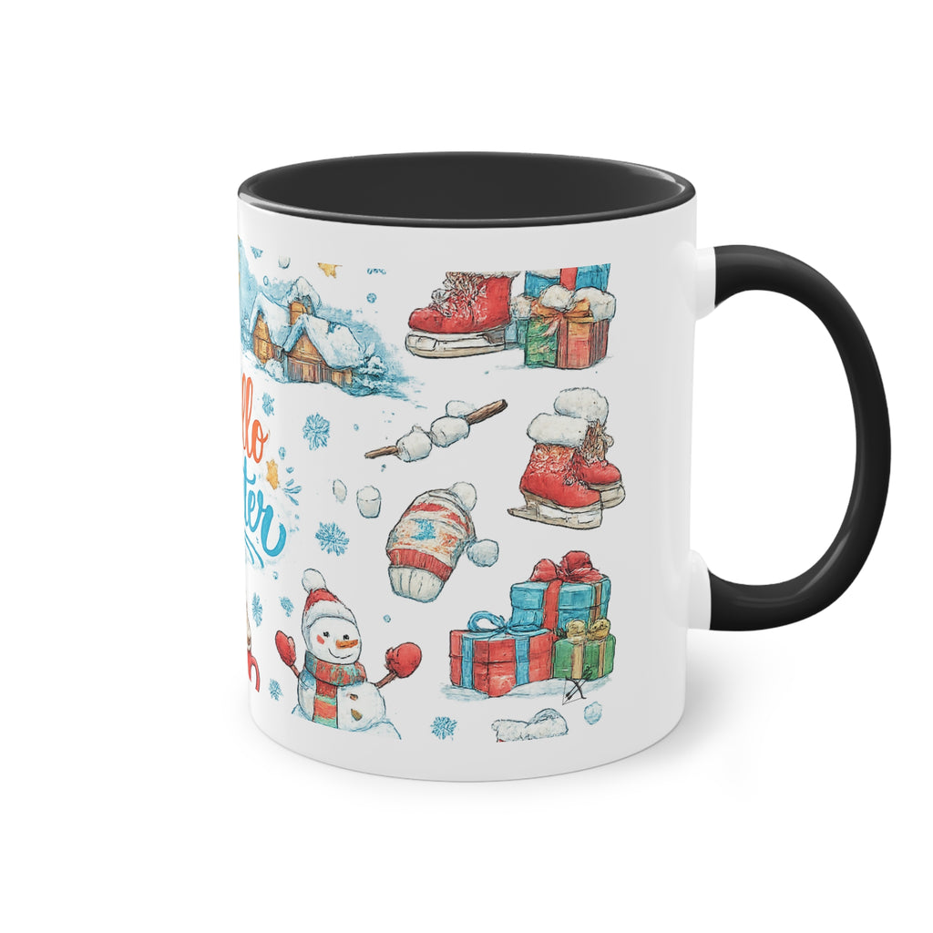 Taza Bicolor "Hello Winter" | Diseño Invernal Acuarela | Detallia