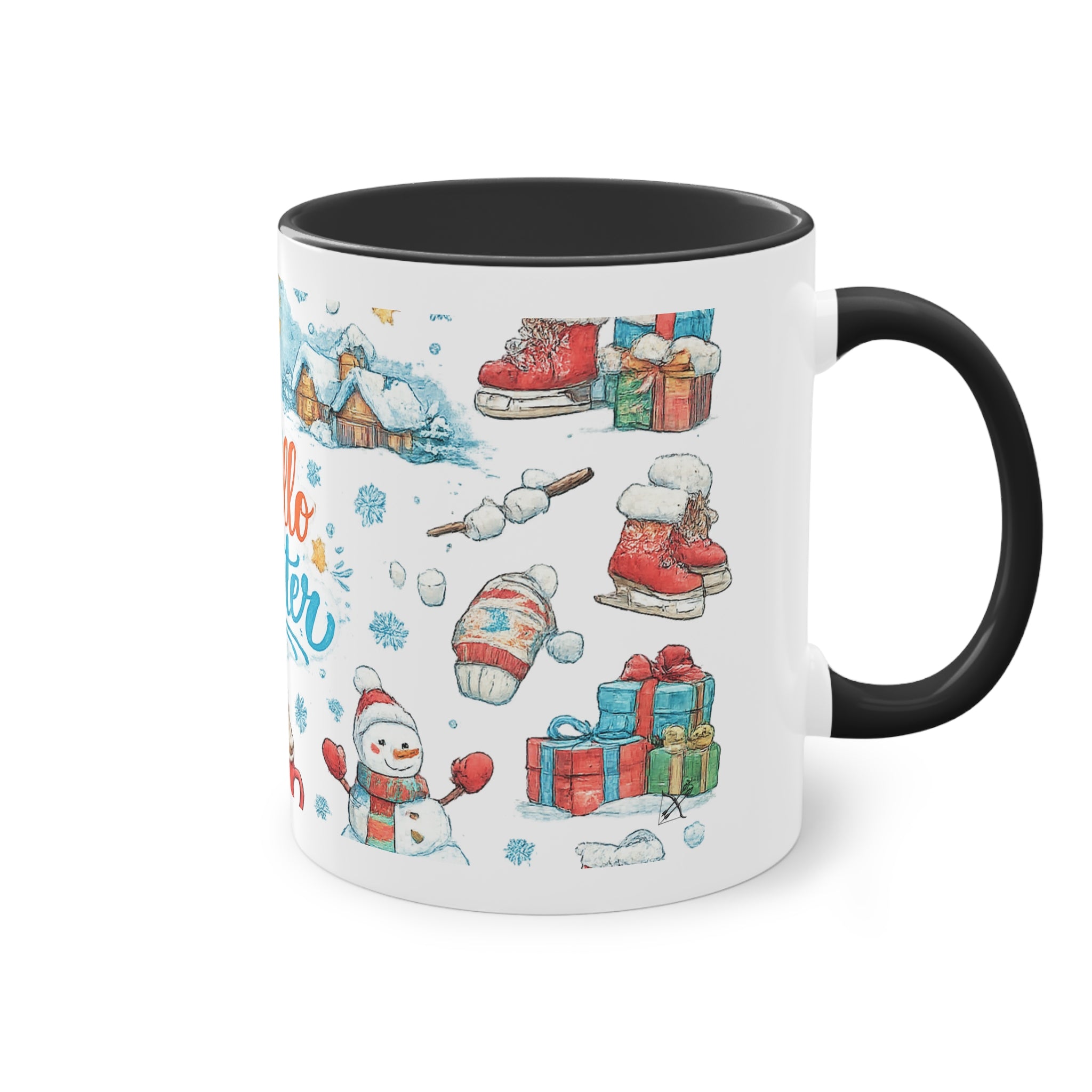 Taza Bicolor "Hello Winter" | Diseño Invernal Acuarela | Detallia