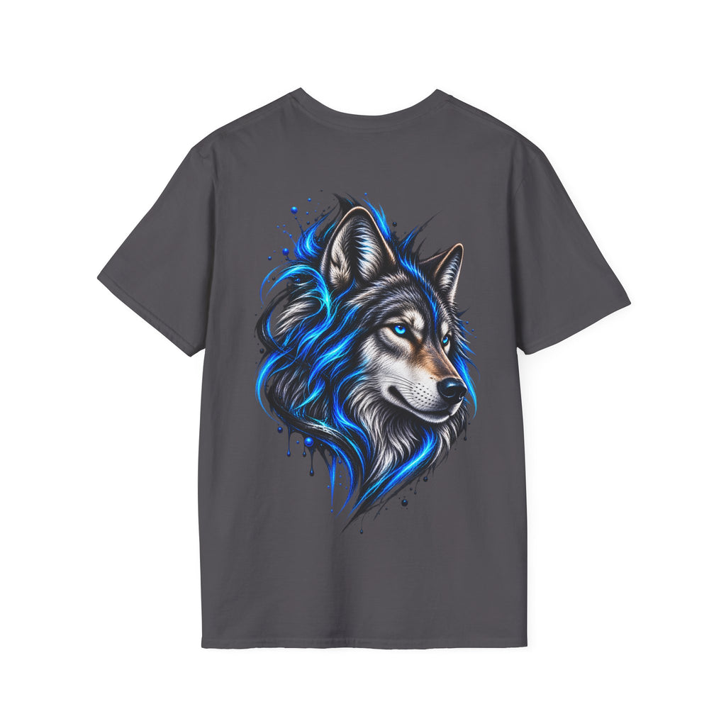 Camiseta Lobo Azul Místico - detalle de la calidad del tejido