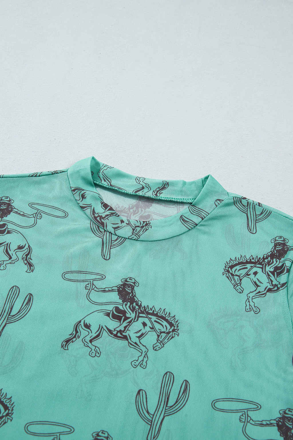 Top Azul Aruba de Tul con Estampado Western | Detallia