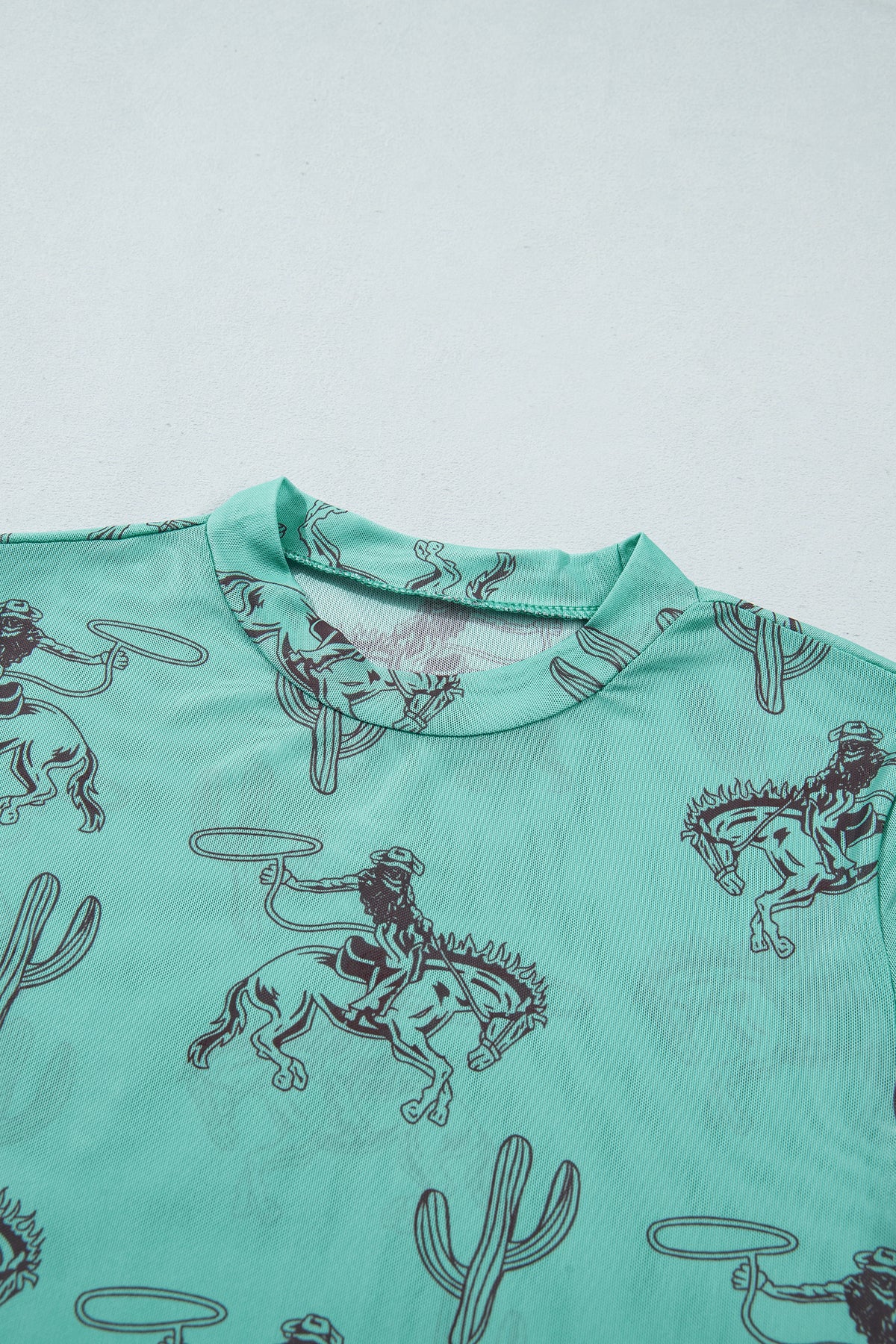 Top Azul Aruba de Tul con Estampado Western | Detallia