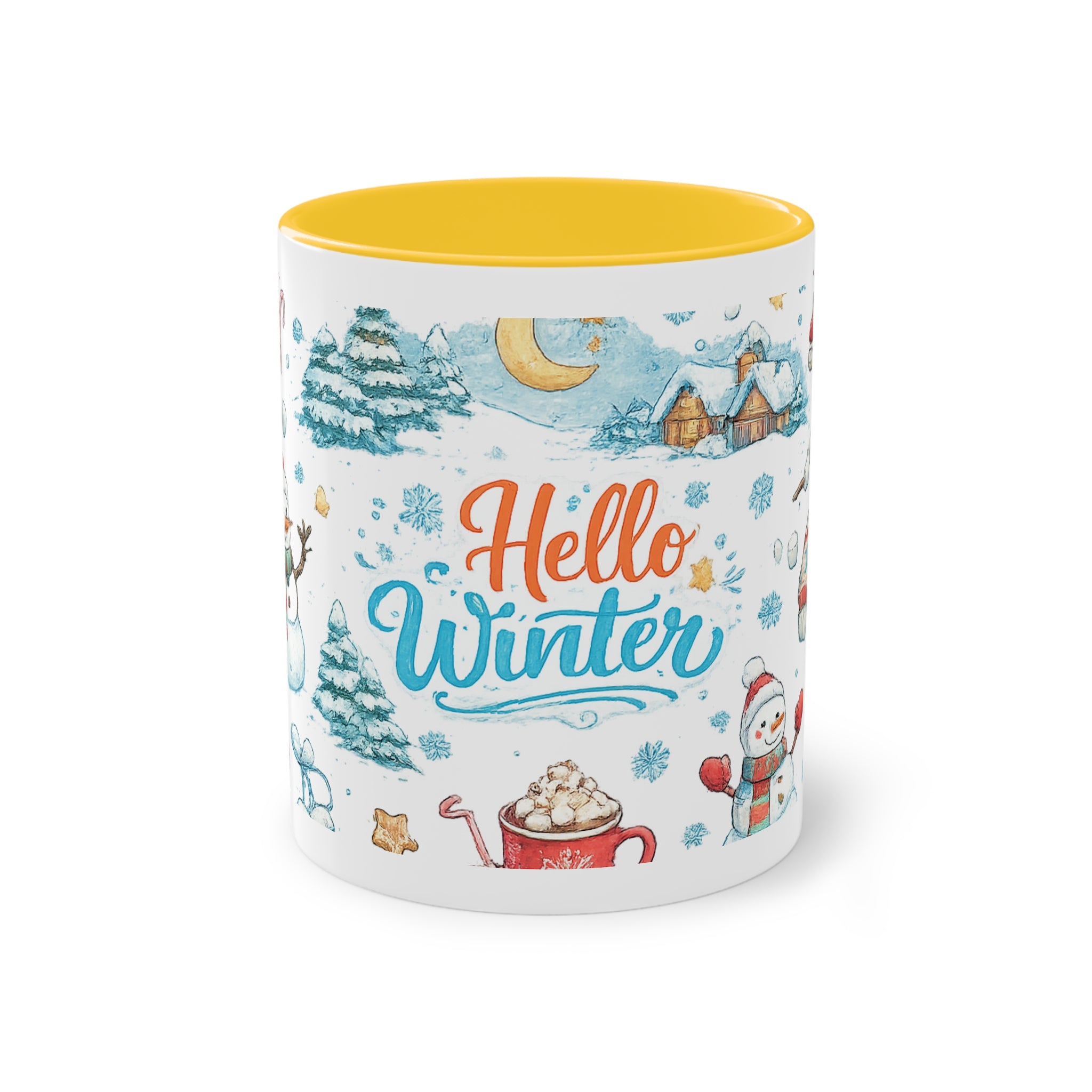 Taza Bicolor "Hello Winter" | Diseño Invernal Acuarela | Detallia