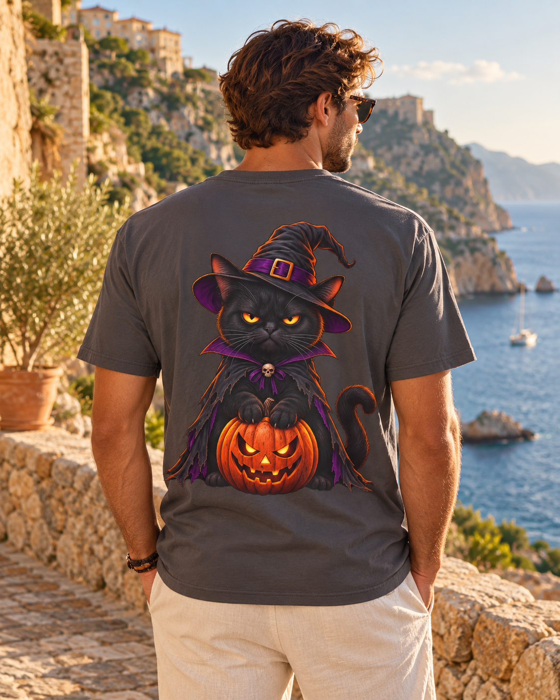 Camiseta Gato Brujo de Halloween | Detallia