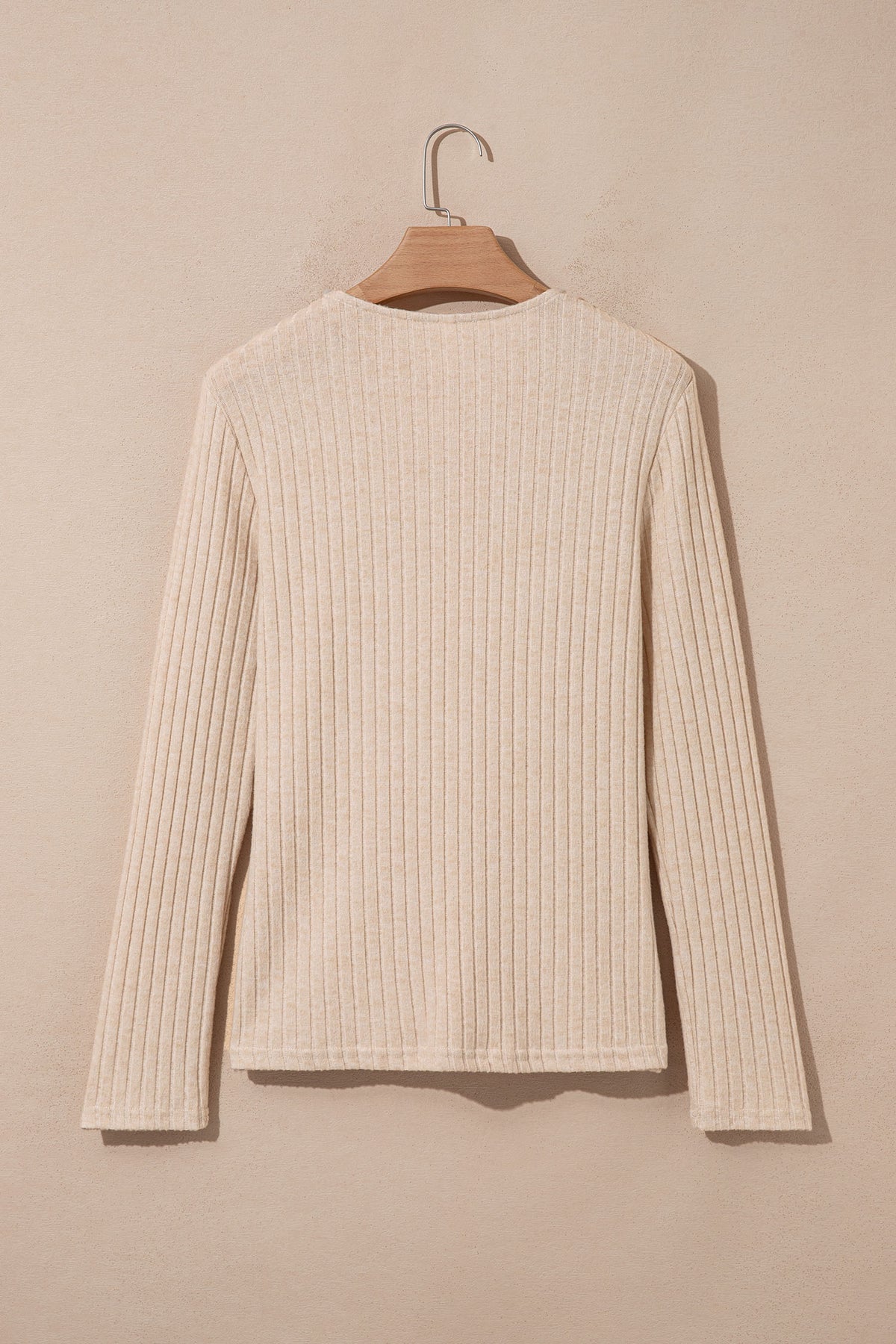 Top Albaricoque de Punto Canalé con Cuello Alto | Detallia